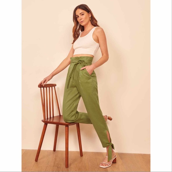 Reformation Norman High Rise Linen Paperbag Trousers - Picture 2 of 5